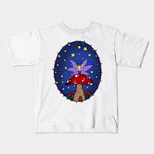 Lilac Fairy Mushroom House Stary Night Kids T-Shirt